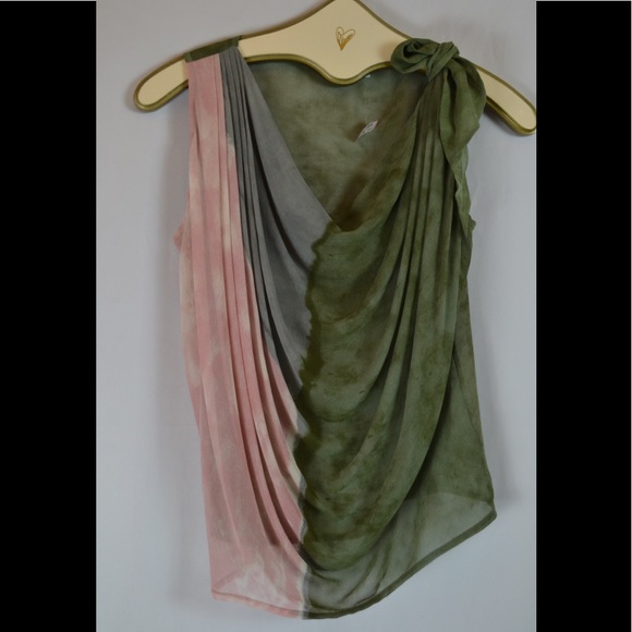 NWT🤩Designer Sheer Silk Vintage Watercolor Top - Picture 7 of 7
